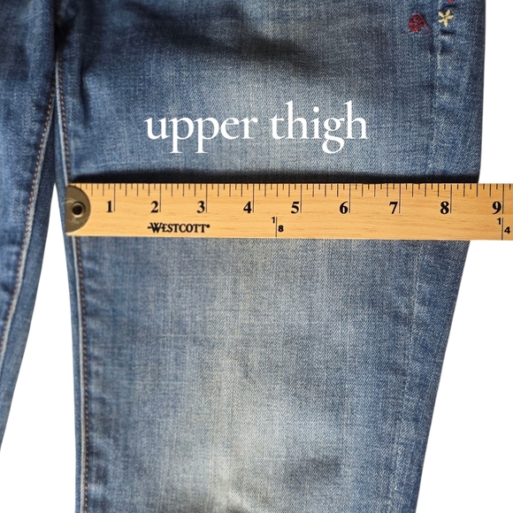 DRIFTWOOD Floral Embroidered Denim Straight Cut Jeans Size 26 - Picture 11 of 15